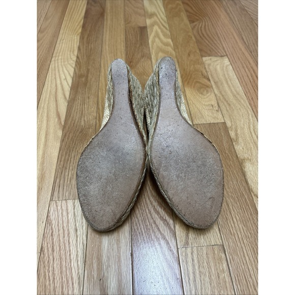 STUART WEITZMAN AUTH $399 Women's Beige Woven Leather Open Toe‎ Wedge Size 8 - Picture 4 of 10